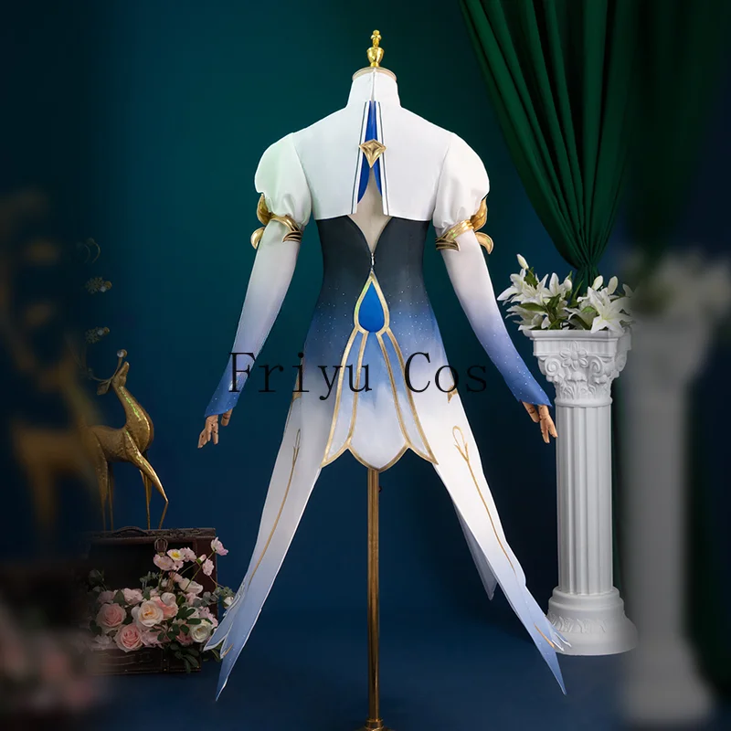 Focalors Furina Косплей Костюм Парик Платье Genshin Impact Fontaine Demonic God Униформа Хэллоуин