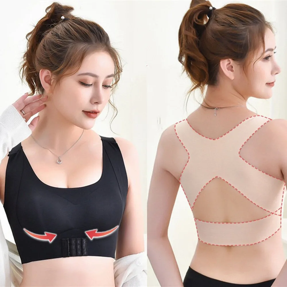 

2PCS Bra For Women Posture Corrector Seamless Push Up Shockproof Sports Support Fitness Vest Underwear Corset Back Bralette