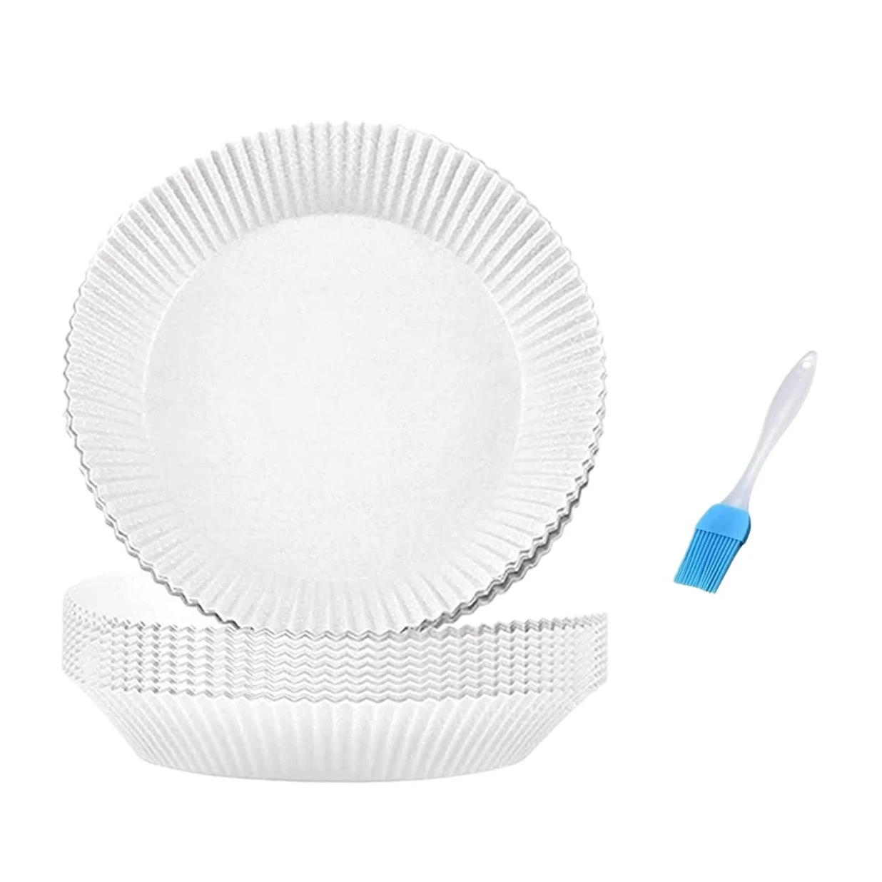 

100 Pcs Air Fryer Disposable Paper Liner Non-Stick Disposable Air Fryer Paper Liners With 1 Brush For Baking Roasting