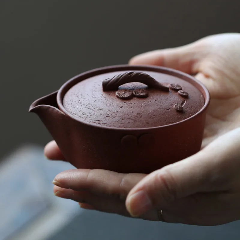 

Chinese Tea Pot Purple Sand Brew Teapot Original All-hand Grip Pot Easy Pot Kung Fu Tea Set Tea Ceremony Retro Simple Cover Bowl