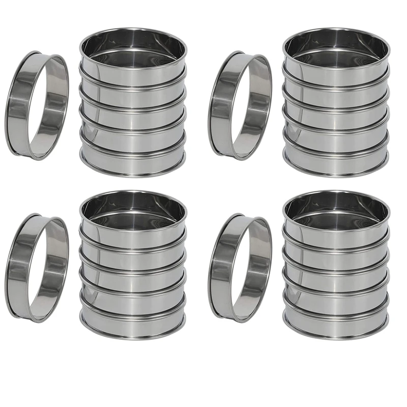 

18 Pack 4 Inch Double Rolled English Muffin Rings, Stainless Steel Crumpet Rings, Tart Rings, Round