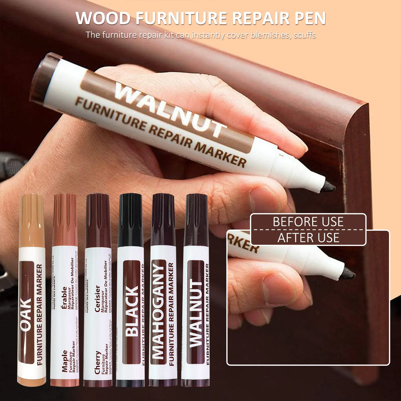 

Furniture Touch Up Marker DIY Filler Sticks Wood Scratches Restore Tool Scratch Patch Paint Touch Up Pen Wooden Door Repair Tool
