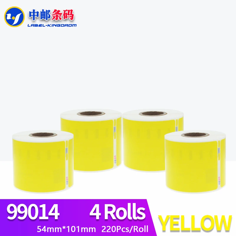 4 рулона Dymo 99014, универсальная этикетка желтого цвета 54 мм * 101 мм, совместима с принтером LW450 Turbo