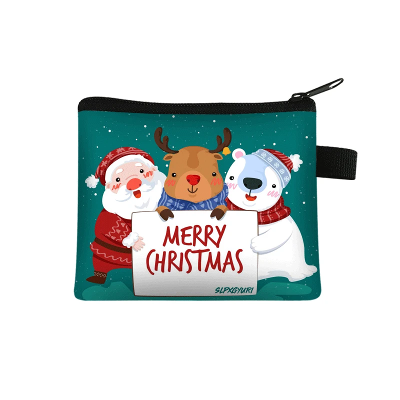 

Luxury Women's Bags Christmas Themed Children's Coin Purse Polyester Fawn Card Holder Fashion Coin Square Key Holder bag Wallet