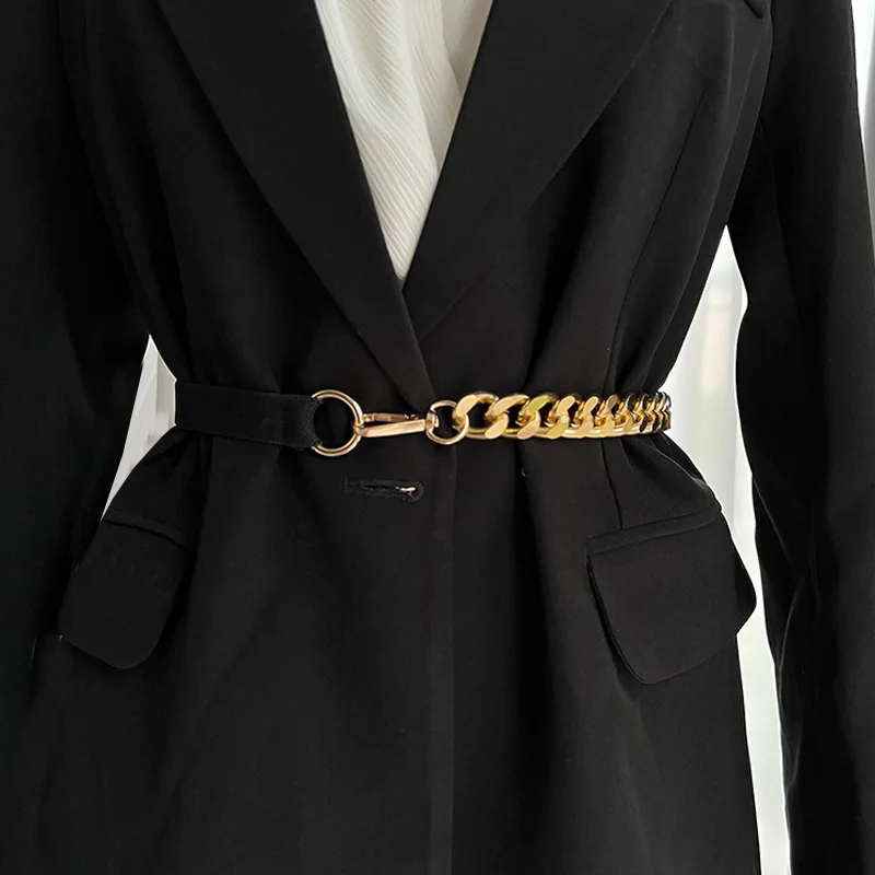 Women Metal Chain Belt Fashion Ladies Decorative Waist Belt for Dress Coat Skirt Clothes Accessories