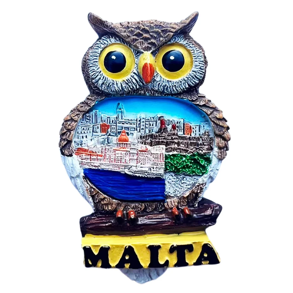 

3D магниты на холодильник, Мальта, Сова, ручная роспись, туристические сувениры, магнитные наклейки на холодильник