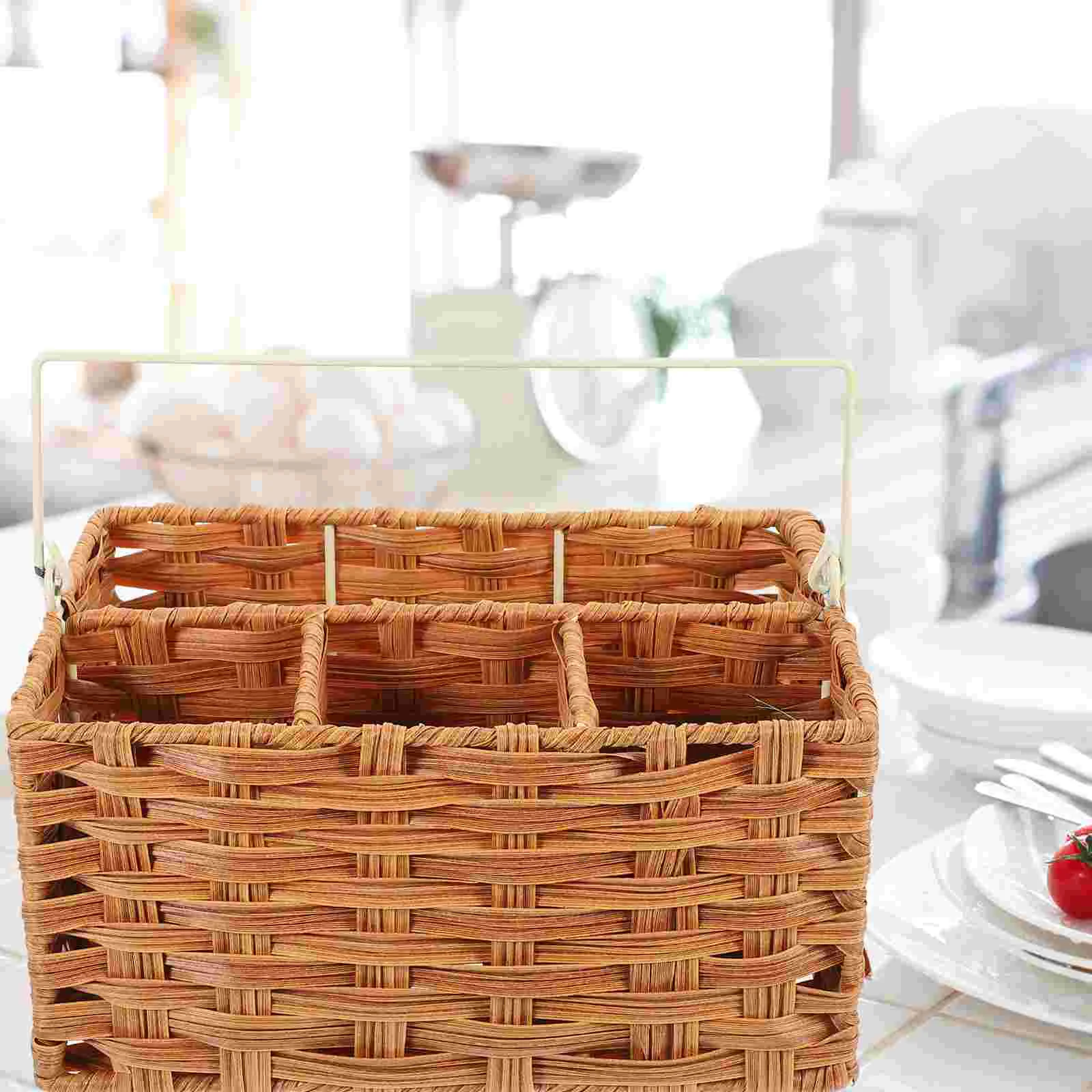 

Cutlery Storage Basket Home Utensil Holder Kitchen Wooden Shelf Brackets Box Iron Organizer Flatware Drawers