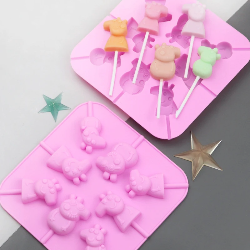 

Multicavity Piggy Family Silicone Lollipop Mould Cute Animal Chocolate Fudge Candy Jelly Making Mold Cake Decor Baking Set Gifts
