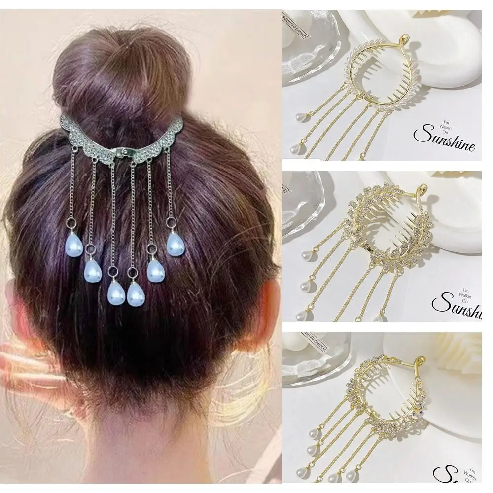 

Women Vintage Hair Accessories Crab Hairpins Hairpin Hair Claws Hair Grip Rhinestone Tassel Pearl