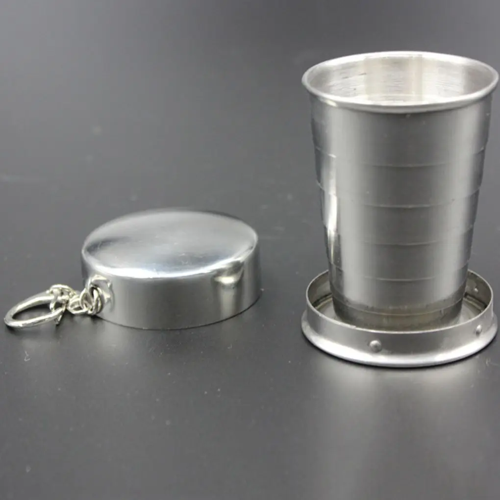 

Hot! 75ml/150ml/250ml Stainless Steel Folding Cup Portable Outdoor Travel Camping Telescopic Water Cup Coffee Cups with Keychain