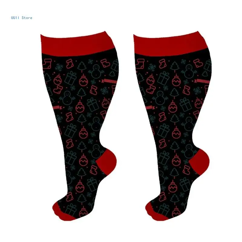 Компрессионные чулки с рождественским узором для женщин и мужчин поддерживающие