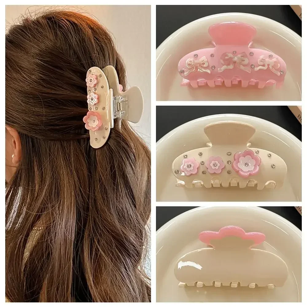 Коготь для волос с цветком и стразами креативный бант заколка уксусной кислотой