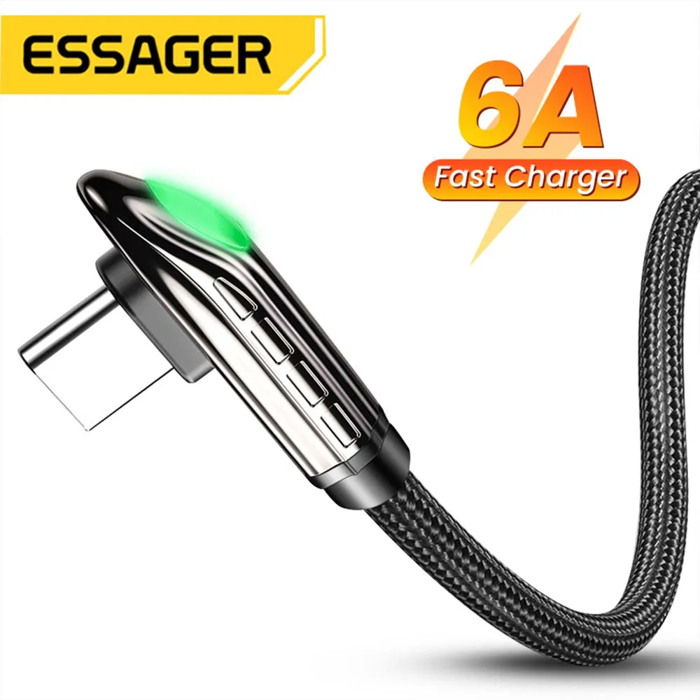 Essager USB Type C Cable For Samsung Xiaomi mi11 6A Fast Charging Type C Cable USB C Charger Moble Phone USB-C Date Wire Cord