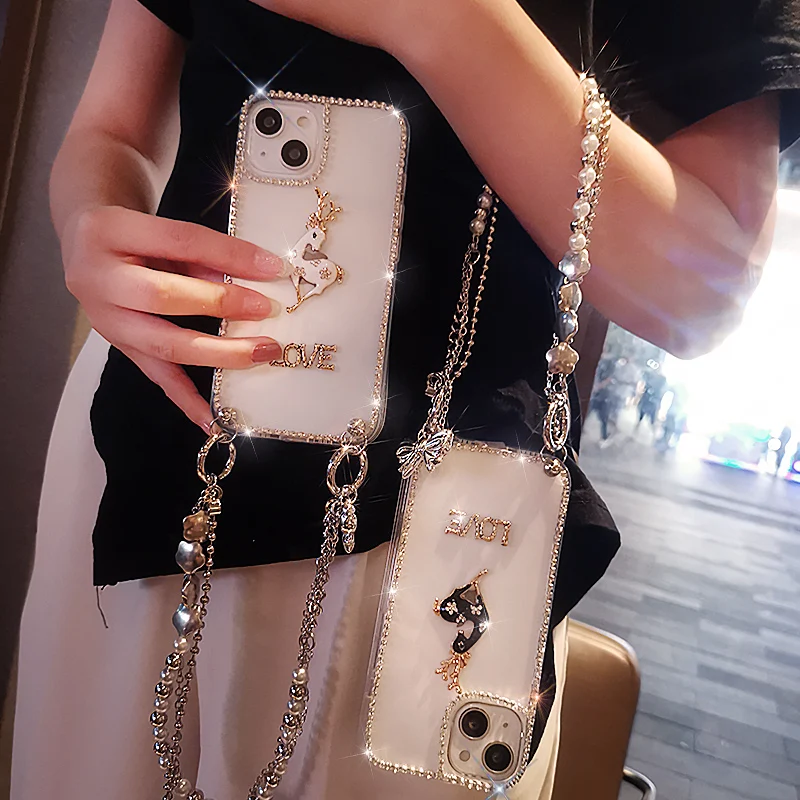 

Роскошный чехол с жемчугом и стразами Sika для Iphone 11 12 13, подвесной защитный чехол на запястье для Iphone 13 12 11