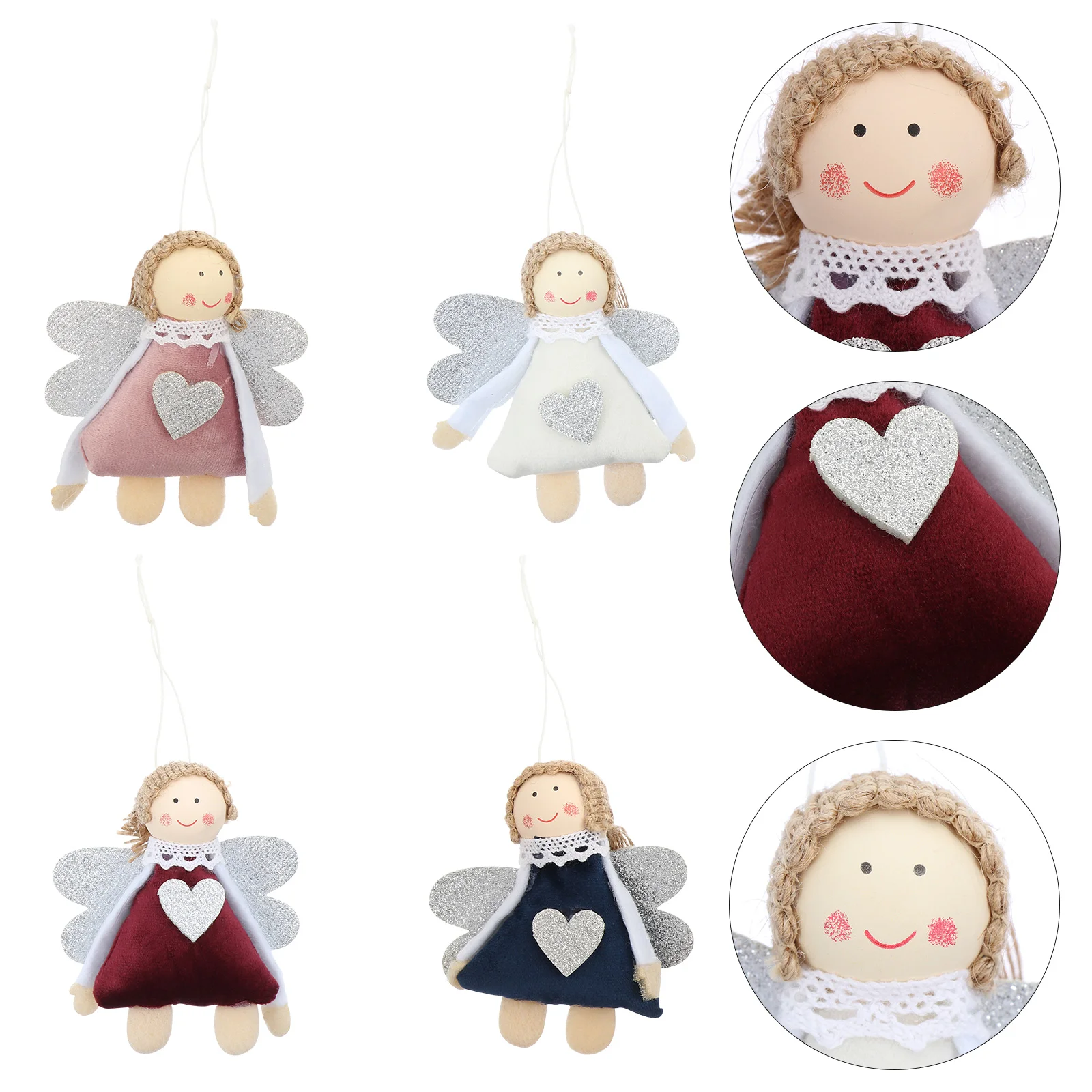 

4Pcs Adorable Girl Christmas Tree Hangings Christmas Pendant Ornaments