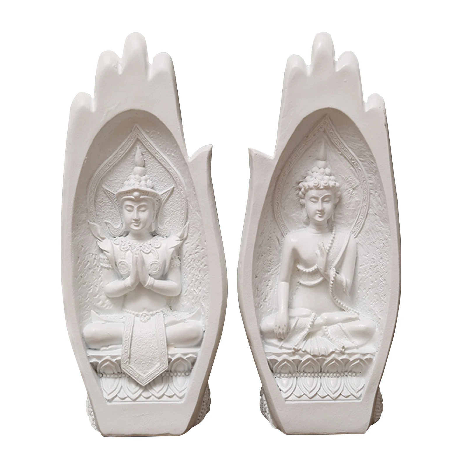 

1pair Resin Home Decor Ornament Craft Buddha Statue Zen Spiritual Lao Thai Figurine Desktop Sitting Sculpture Office