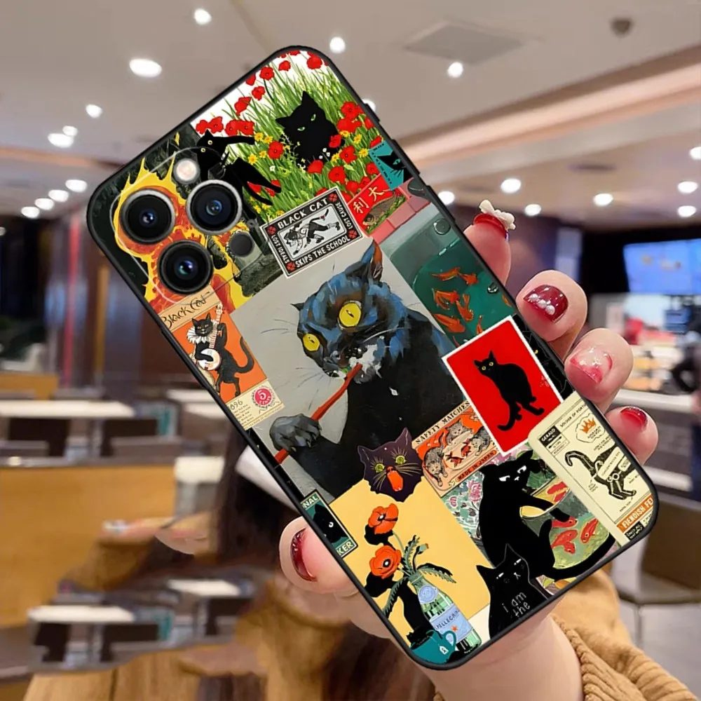 Чехол для телефона с абстрактным изображением кота Iphone 11 15 Pro Max 12 Mini 13 14 X Xr Xs 6 6s 8 7