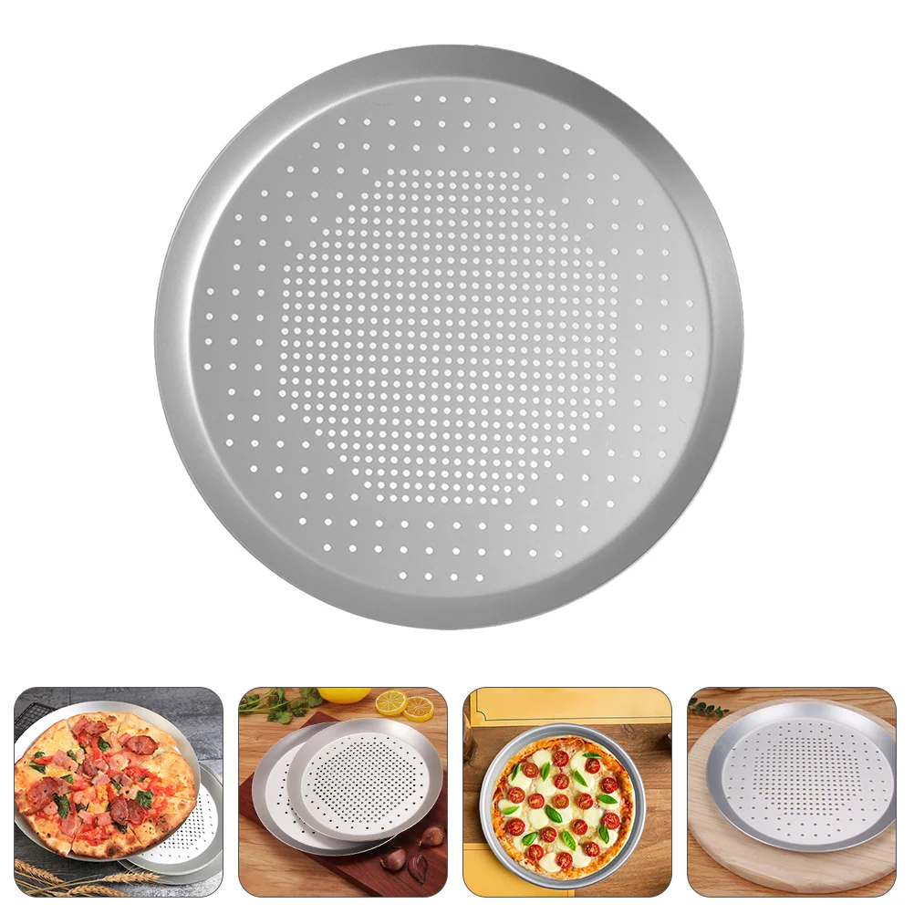 

Pizza Pan Tray Baking Oven Round Perforated Holes Crisper Alloy Platter Aluminum Non Bakeware Stick Metal Bread Plate Nonstick