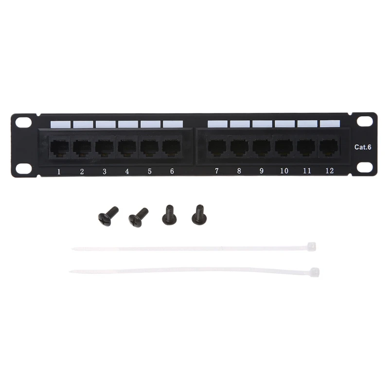 12 Ports Networking Patch Panel Kit Wall-Mount and Rack Mount RJ45 Ethernet Rack