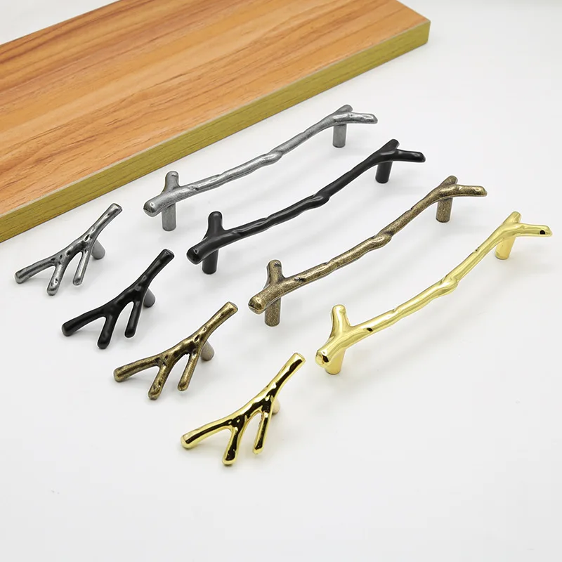 

Fashion Tree Branch Furniture Handle 96mm 128mm Black Silver Bronze Kitchen Cabinet Handles Drawer Knobs Door Pulls Hardware
