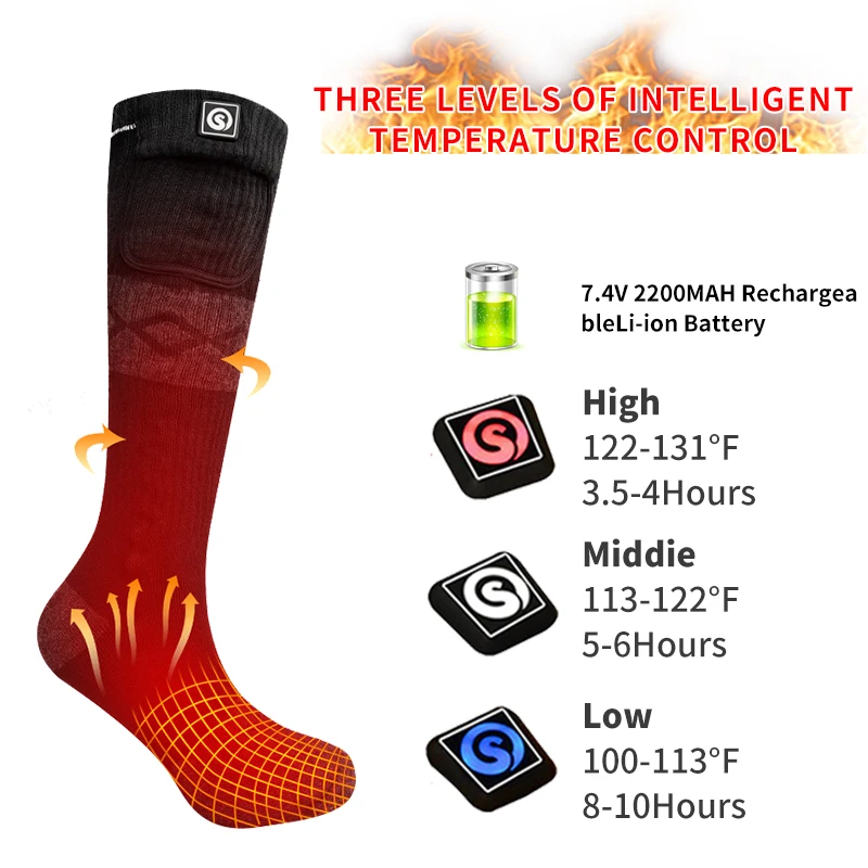 Спасательные теплые мужские носки с аккумулятором зимние лыжные уличные