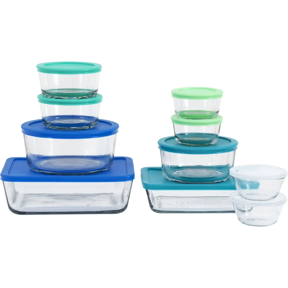 

BOUSSAC Bake and Store Clear Food Storage Glassware Set, 20-Piece Set Simple, Convenient, and Practical Storage