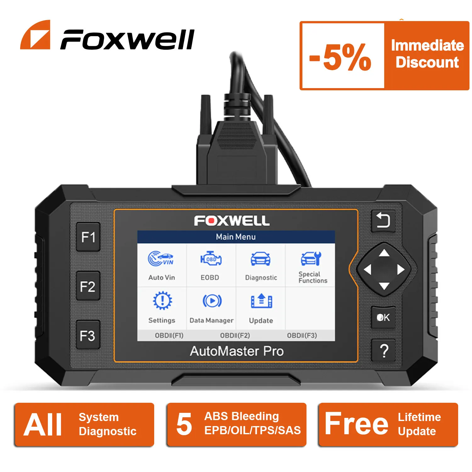 FOXWELL NT624 Elite OBD2 Automotive Tools SAS TPS ABS Oil EPB Reset All System Scan Tool OBD2 Diagnostic Scanner Free Update