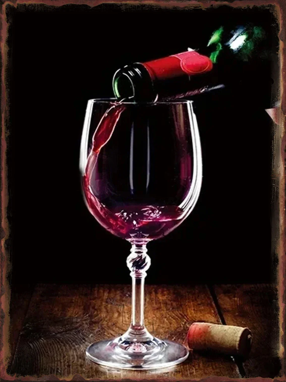 Металлическая вывеска с изображением вина