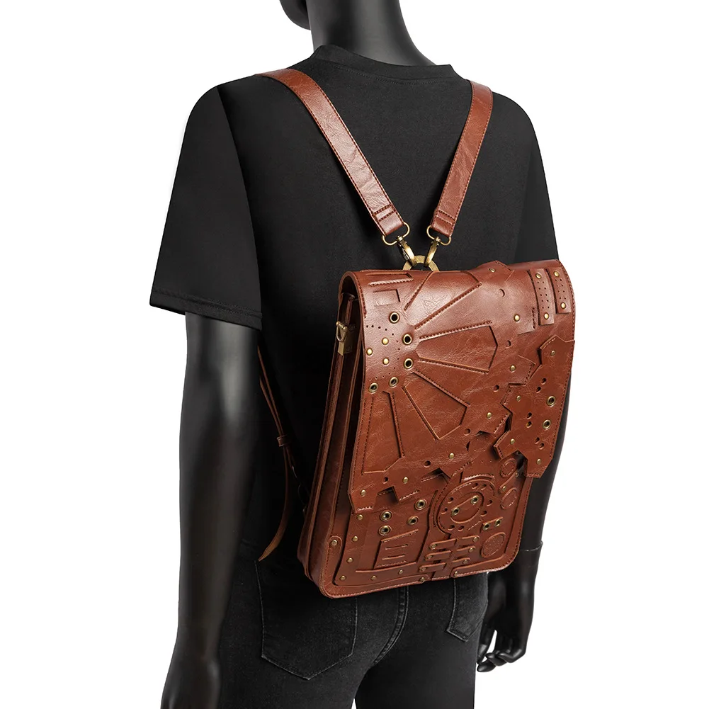 

Z-WIN 2022 New Steampunk Retro Gear Backpack Women's Schoolbag Shoulder Messenger Bag