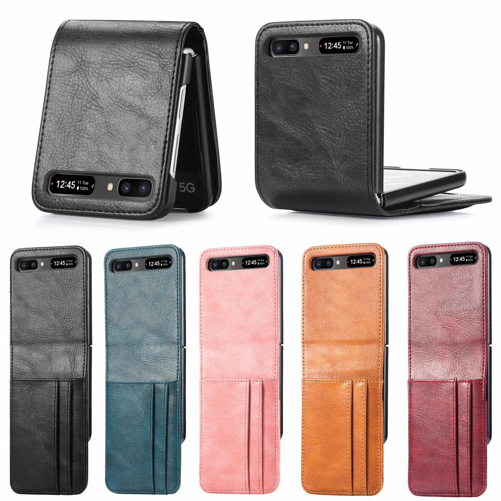 

ZFlip 4 Phone Case for Samsung Z Flip 3 5G Leather Cards Holder Wallet Cover for Galaxy Z Flip 2 Luxury Shockproof Fundas Coque