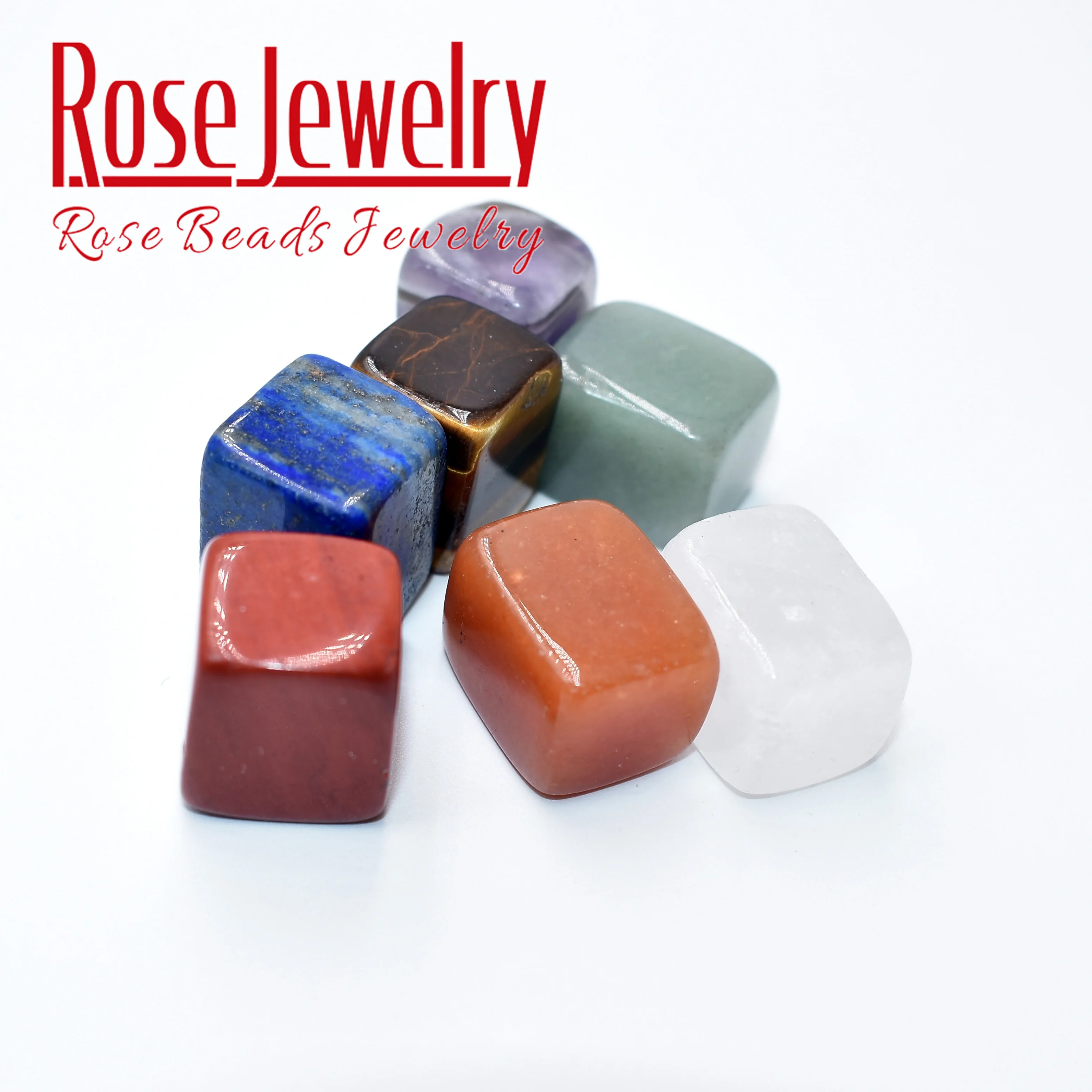 Natural lapis lazuli Amethyst Tiger Eye Crystal Stone Beads Square Chakra Tumbled Stone Healing Crystal Rock Mineral Beads 7Pcs