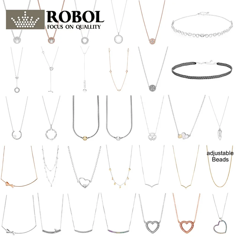 

PDX XL 02 100% 925 Sterling Silver Silver Chain Necklace (adjustable) Basic Charm Necklace with Logo Necklace for Woman