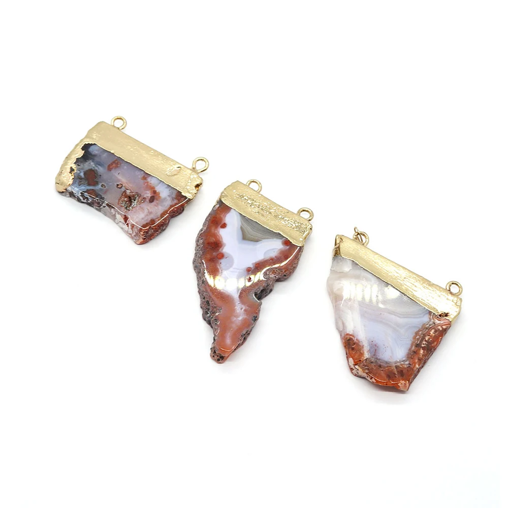

1pcs South Red Agate Pendants Gem Natural Stone DIY Necklace Jewelry Making Accessories Agate Connector Charms Women Gift