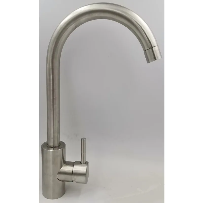 Stainless steel (brushed) round Tee Large bend 24 tube ball core weighted shell flat tee Kitchen Basin Faucet