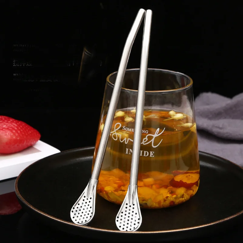 

EW Straw Spoon Mixer Coffee Stirring Spoon Metal Straw