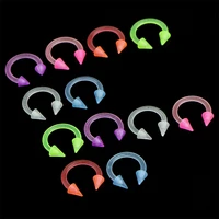 10pc luminous nose lip ring body piercing jewelry acrylic horseshoe septum piercing nose ring ear smiley bar choose mixing color