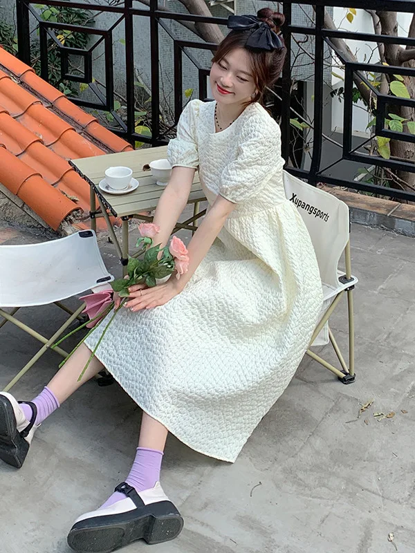 Новинка лета 2024 нежное милое и простое платье с надписью First Love французское ретро