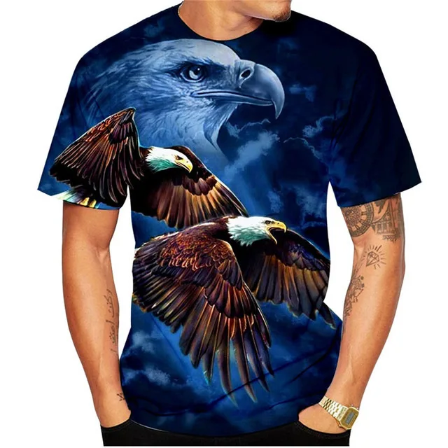 

2022 New Men's Clothing Animal T-Shirt Summer Domineering Eagle 3D Digital Printing Men's O Neck Oversize XS-5XL