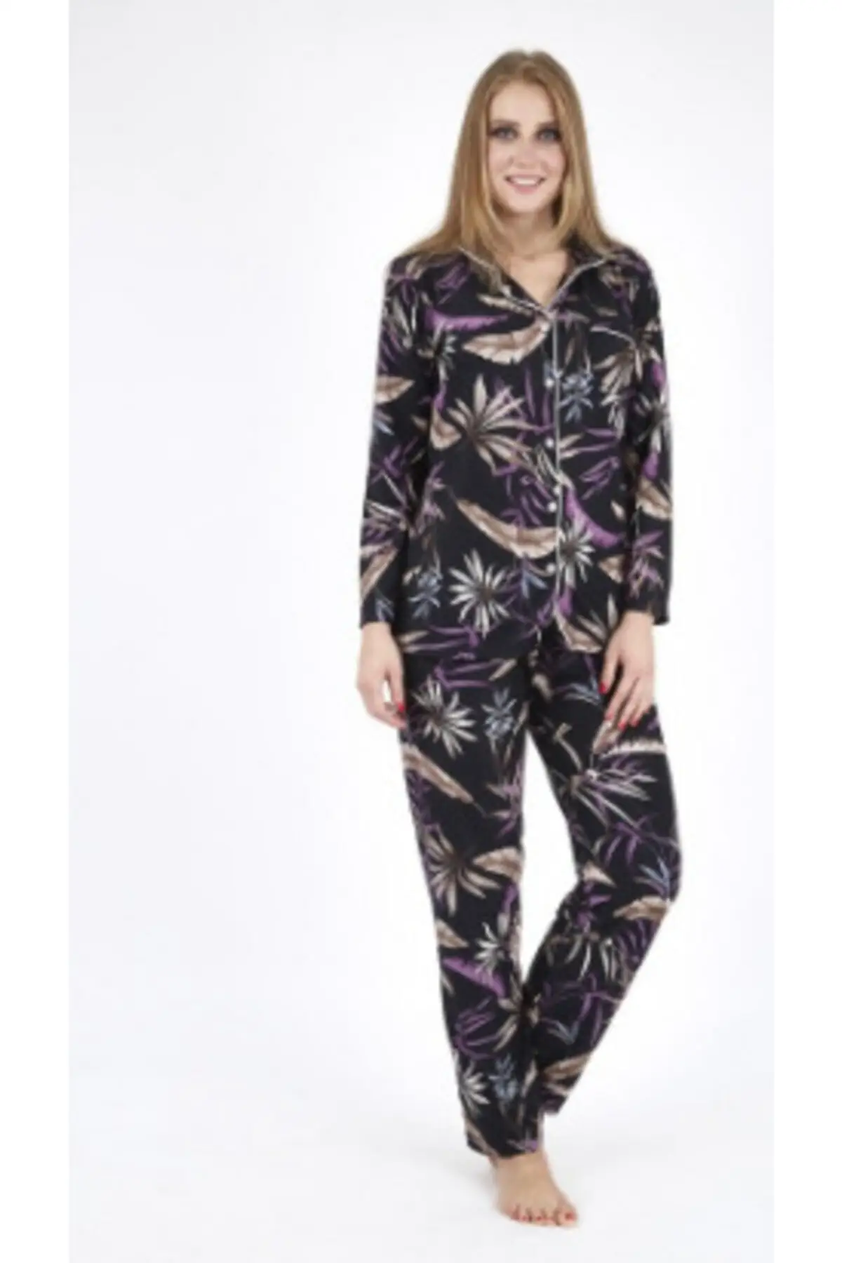 

Women's Pajamas Leaf pattern Front Buttoned Suede Sleep Lounge Pajamas Nightwear Nightwear Nightwear Nightwear Casual Home Clothing