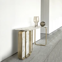 light luxury marble porch table against the wall living room designer high end stainless steel lobby new chinese style end view