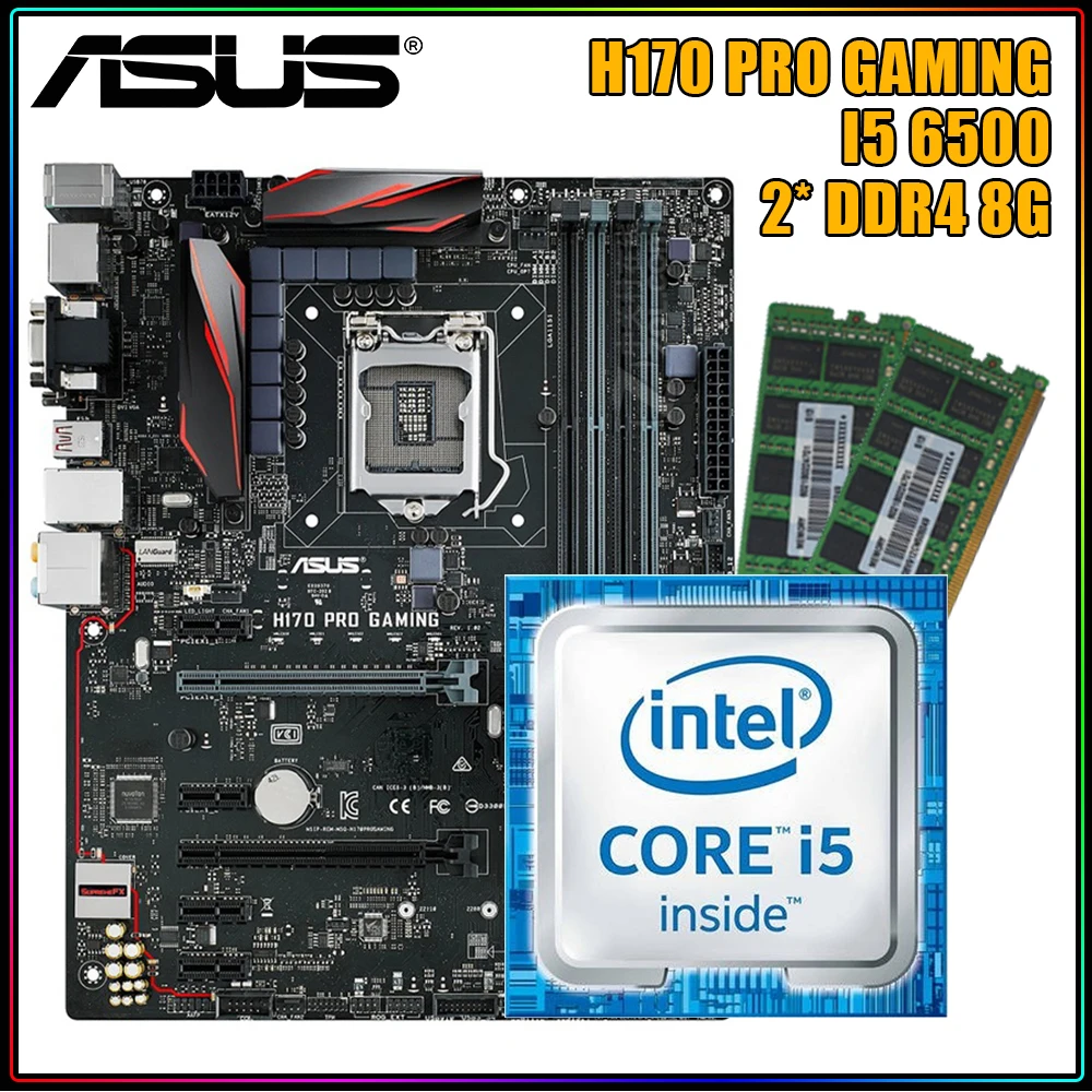 

Комплект материнской платы ASUS H170 PRO игровая материнская плата + Core i5 6500 + 2 * DDR4 8G LGA 1151 разъем поддерживает процессор Intel 14 нм DDR4 64 ГБ