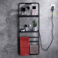 wanfan 9008h contemporary heating towel rack with double storage shelf sus304 black electric towel rack