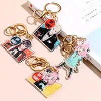 japan anime spy x family keychain cute acrylic cartoon figure pendant keyrings or loid anya yor two sided key gift