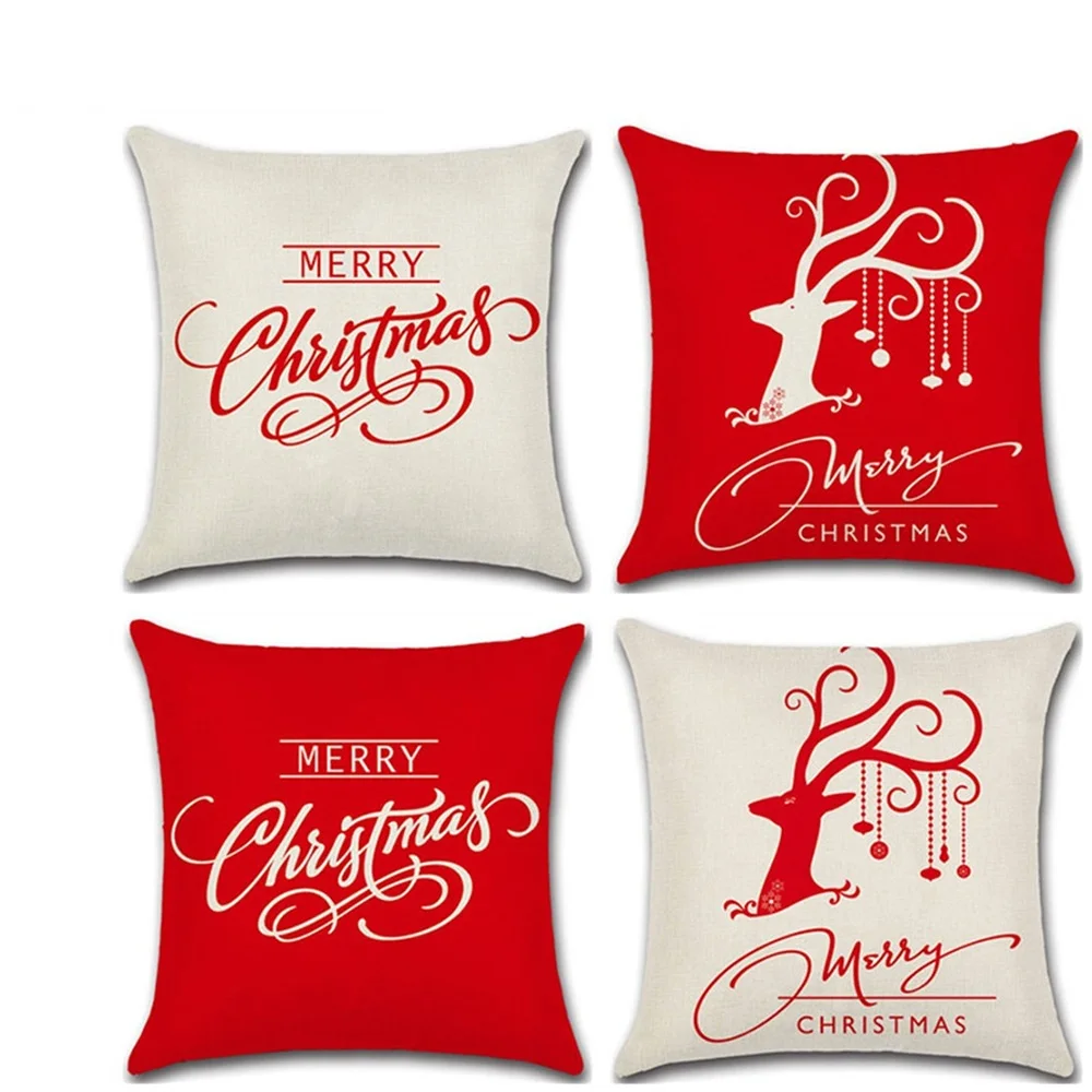 

Рождественская красная наволочка для подушки, праздничное украшение для дома, наволочка для подушки, декоративные наволочки для подушек, н...