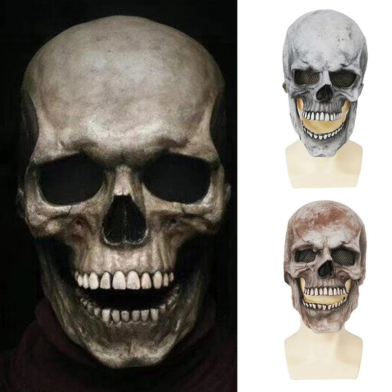 Полноразмерная маска с черепом шлем подвижными челюстями полная голова