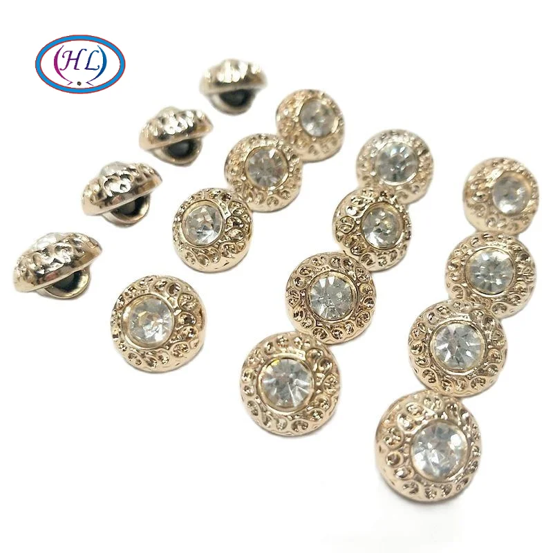 HL 50PCS/100PCS 11MM New Plating Buttons With Rhinestones Shank DIY Apparel Sewing Accessories Shirt |