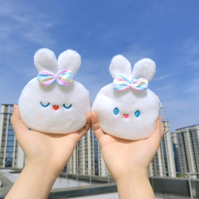 

Милый плюшевый Кошелек для монет из флиса с кроликом, кошелек для монет, сумка для губной помады, сумка для передачи данных, мягкий кошелек с ...