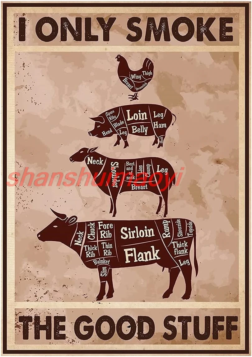 Металлическая вывеска CCPARTON I Only Smoke The Good Stuff BBQ Ретро Винтажная алюминиевая