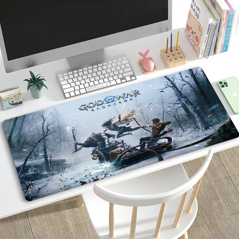 

God of War Ragnarok Mouse Pad XXL Mouse Mat Gamer 100X50CM Gaming Accessories Mousepad Large Keyboard DeskMats Pad for Computer