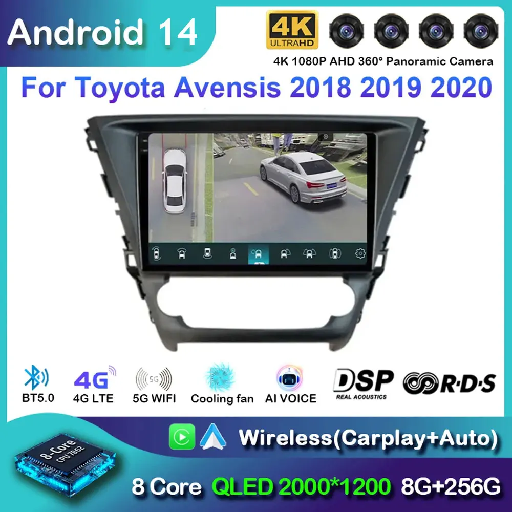 Автомобильное радио Android 14 Carplay для Toyota Avensis 2018 2019 2020 навигация мультимедийный